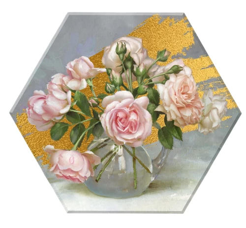 Gemälde nach Zahlen - Im magischen Licht. Mit Blattgold. Sechseck (22 Farben)