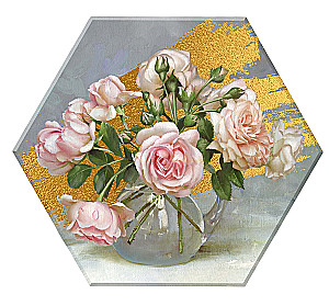 Gemälde nach Zahlen - Im magischen Licht. Mit Blattgold. Sechseck (22 Farben)