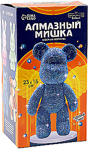 Diamantmosaik auf Figur - Stilvoller Bär, blau