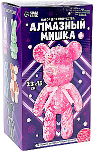 Diamantmosaik auf Figur - Bär mit Strass, rosa