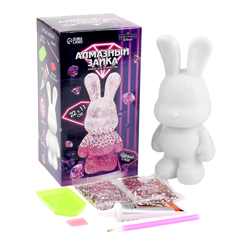 Diamantmosaik auf Figur - Hase, rosa