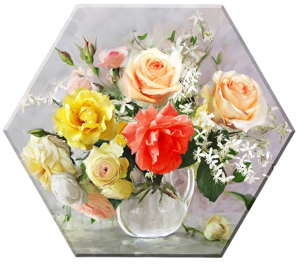 Obraz po numerach - Hexagon. Akwarelowy bukiet (28 kolorów)