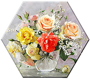 Obraz po numerach - Hexagon. Akwarelowy bukiet (28 kolorów)