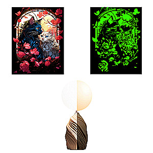 Painting by numbers - Black canvas with glowing paint. Cat loyalty (25 colors)