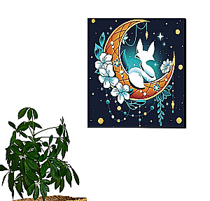 Obraz do malowania po numerach z złotą folią. Lis na księżycu (14 kolorów)