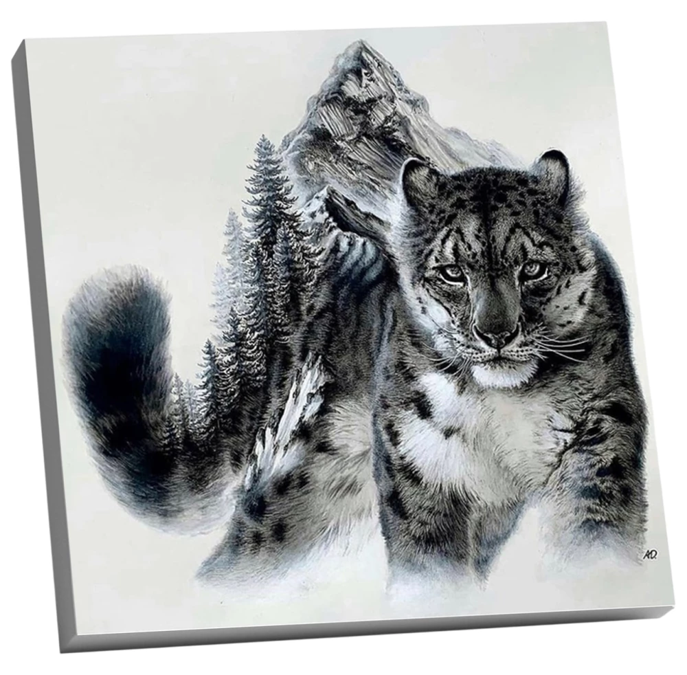 Obraz według numerów - Śnieżna pantera (15 kolorów)