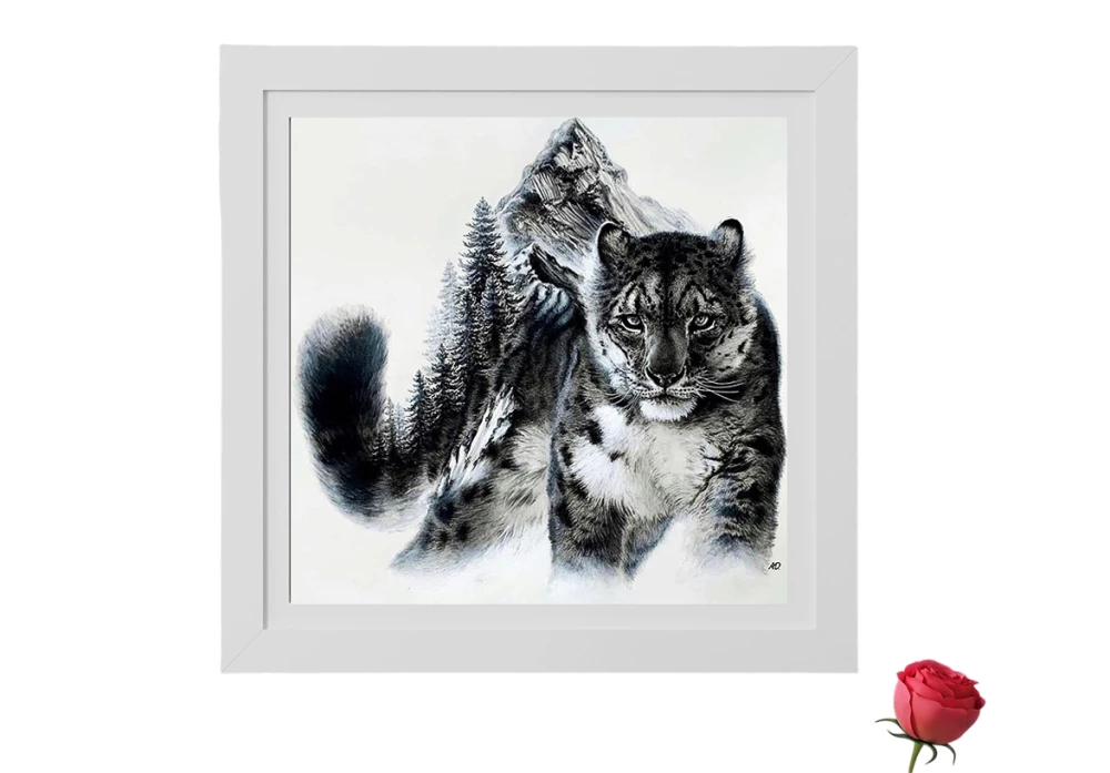 Obraz według numerów - Śnieżna pantera (15 kolorów)