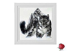 Obraz według numerów - Śnieżna pantera (15 kolorów)