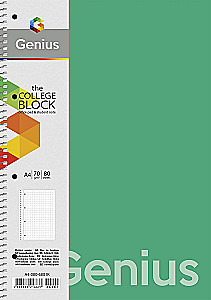 A4 Spiralnotizbuch, 80 Blatt linierte Genius, assortiert