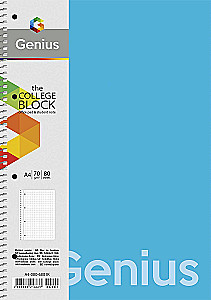 A4 köites vihik, 80 lehte joonel Genius, assortii