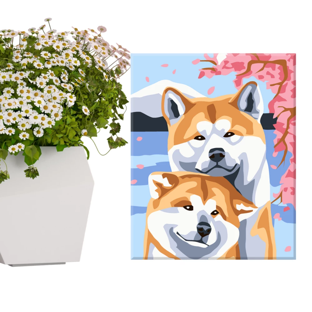 Gemälde nach Zahlen - Akita Inu (12 Farben)