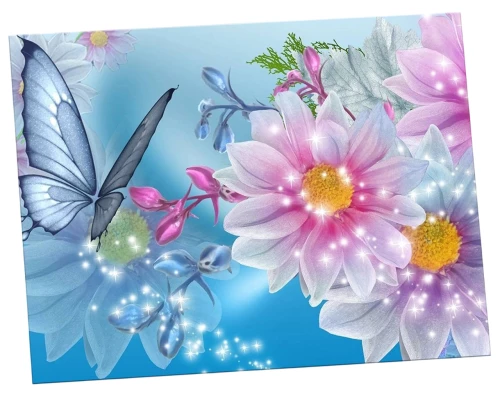 Painting by numbers - Flowers and Butterflies (16 colors)