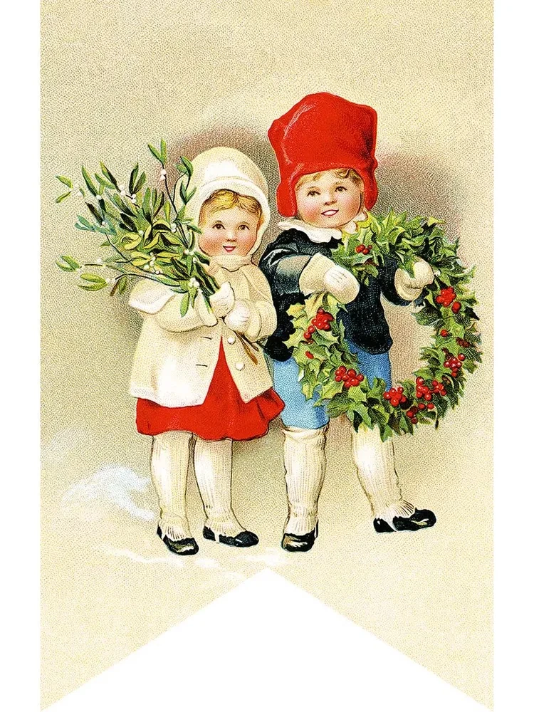 Wunder in der Christnacht. Set von Weihnachtsfähnchen