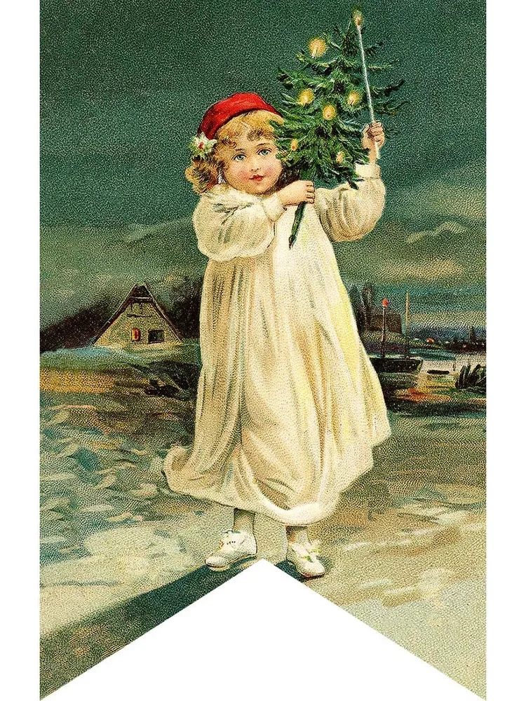 Wunder in der Christnacht. Set von Weihnachtsfähnchen