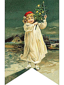 Wunder in der Christnacht. Set von Weihnachtsfähnchen