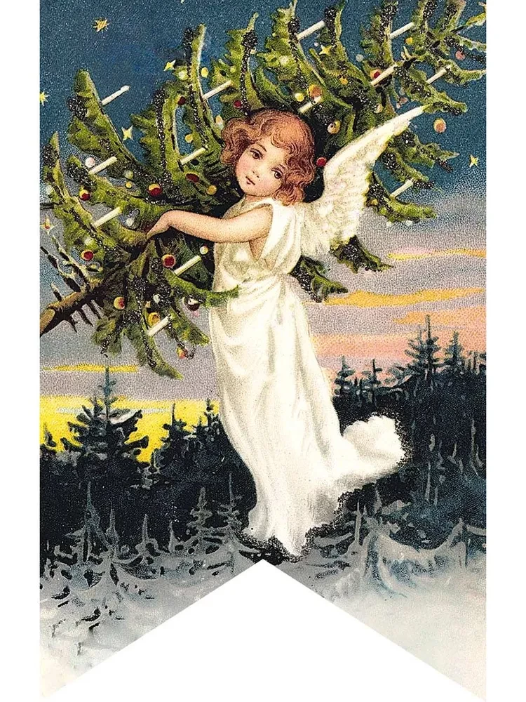 Wunder in der Christnacht. Set von Weihnachtsfähnchen