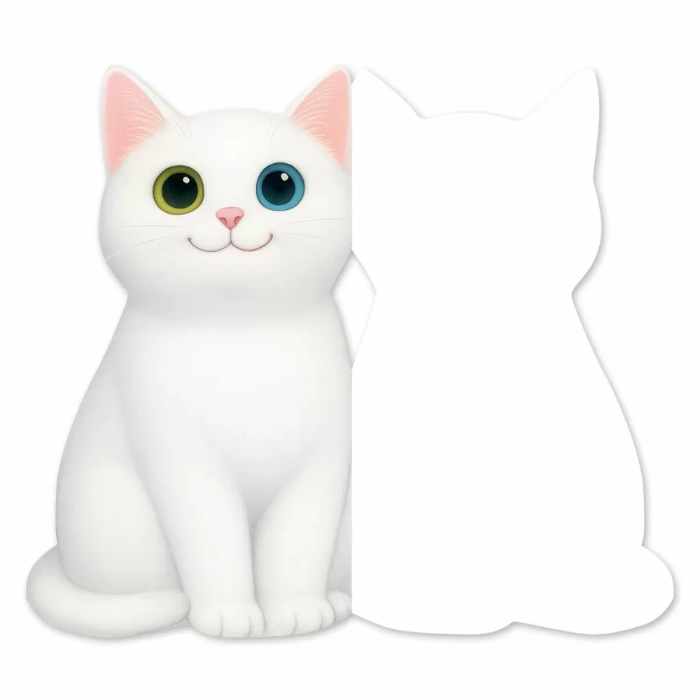Postkarte ohne Aufschrift, weißes Kätzchen, mit kunstvollem Umschlag