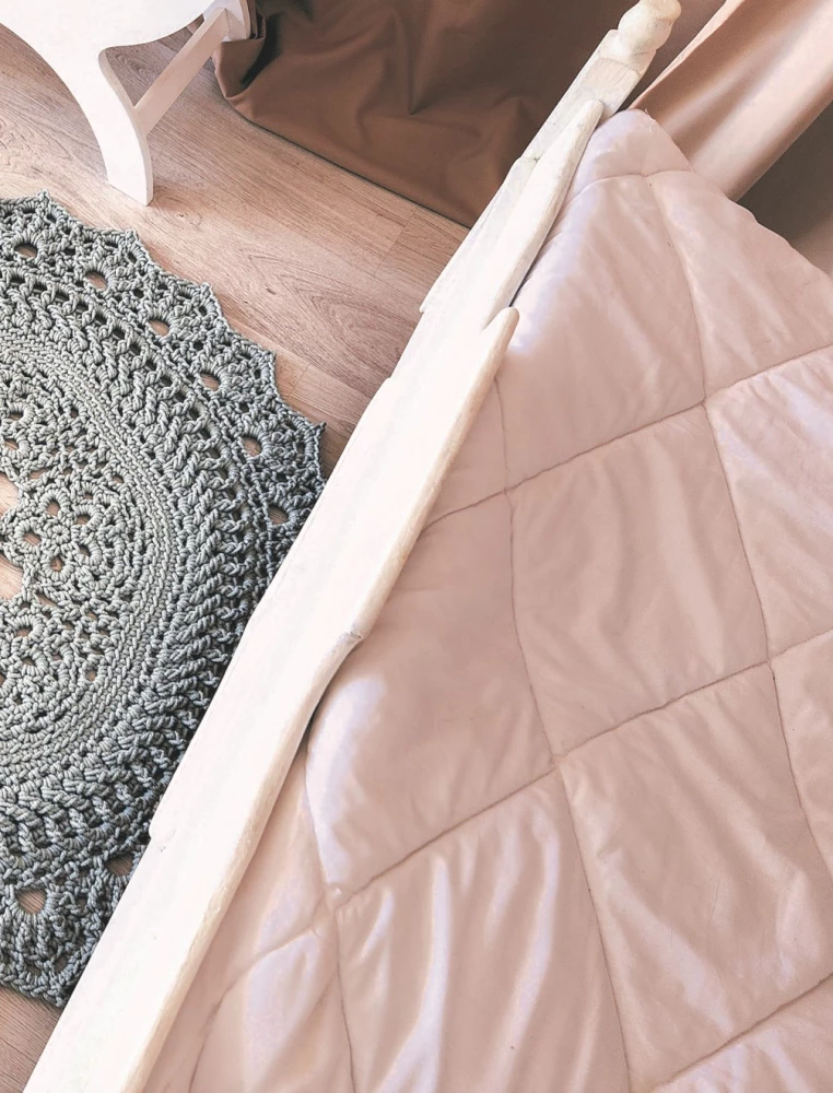 Interior Knitting. Modern Rugs, Tablecloths, and Cushions