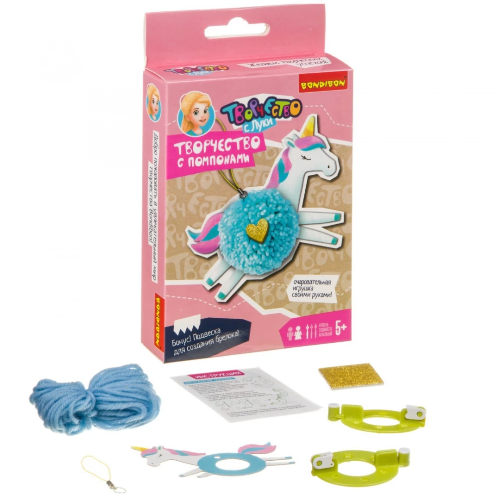 Zestaw do kreatywności - Kreatywność z pomponami. Jednorożec