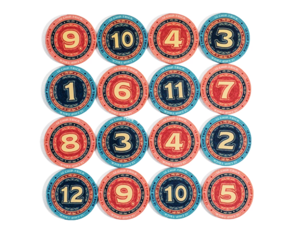 Stalo žaidimas - 12 Chip trick. 12 žetonų