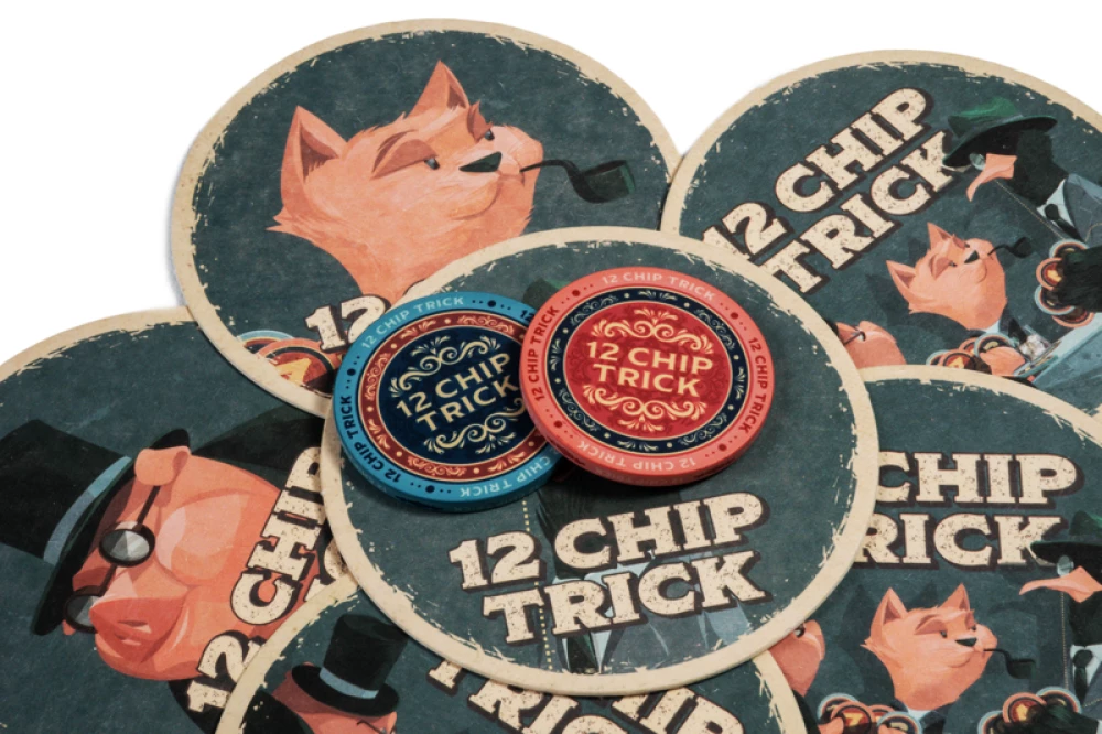 Stalo žaidimas - 12 Chip trick. 12 žetonų