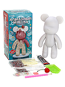 Diamentowa mozaika na figurce z pełnym wypełnieniem - Niedźwiedź, ciastko