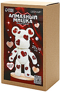 Mozaika diamentowa na figurce z pełnym wypełnieniem - Niedźwiedź z sercami