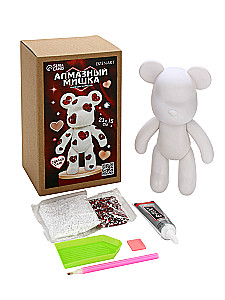 Mozaika diamentowa na figurce z pełnym wypełnieniem - Niedźwiedź z sercami