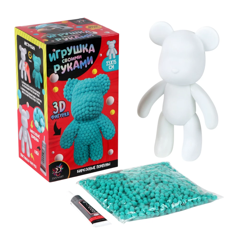 Zabawka z pomponami - Miś, miętowy