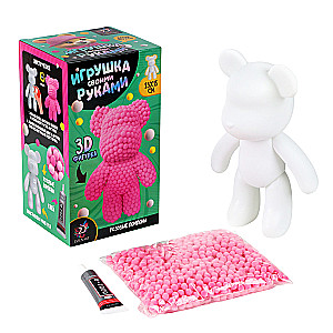 Zabawka z pomponami - Niedźwiedź, różowy