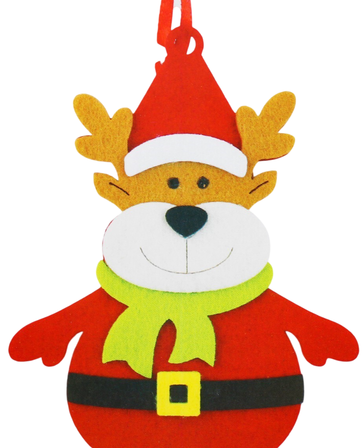 Felt Christmas Ornament - New Year Deer in a Scarf