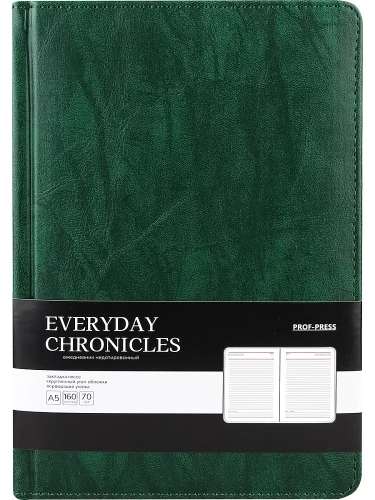 Ежедневник A5 Everyday Chronicles — Emerald, недатированный, 160 листов, зеленый