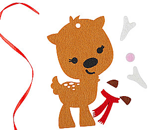 Ёлочное украшение из фетра - Оленёнок в шарфике, своими руками