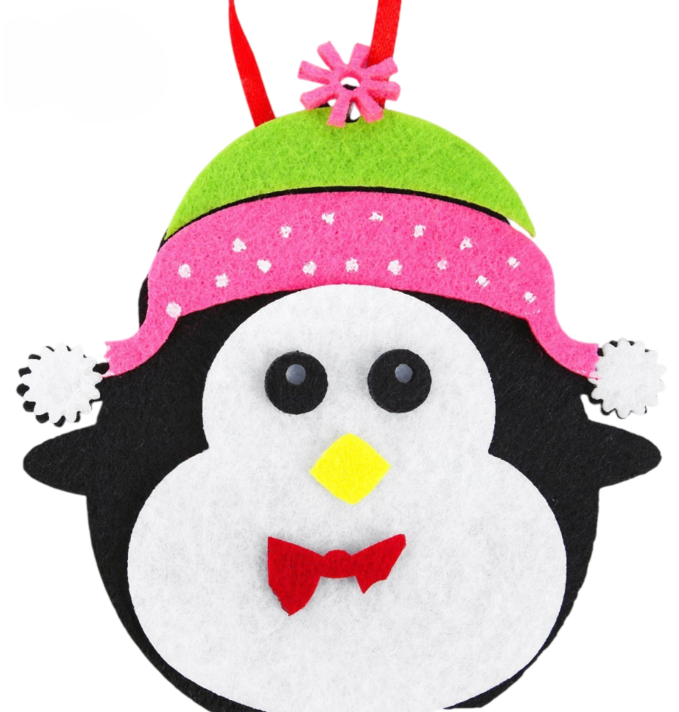 Felt Christmas Decoration - Penguin in a Hat, Handmade