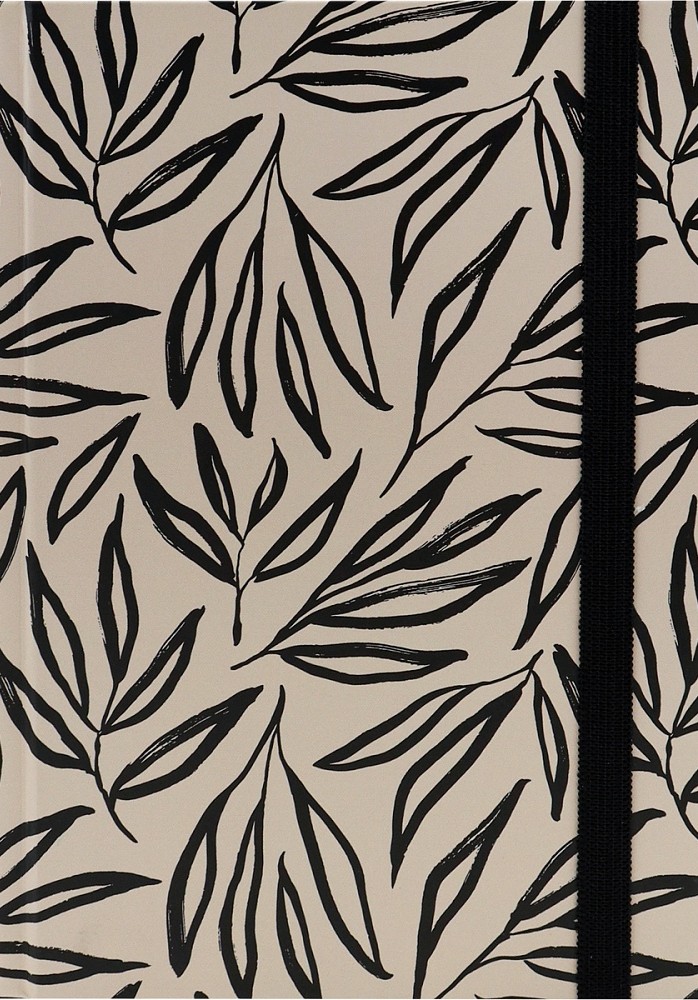 A5 Notebook - Black Leaves on Light, 72 Sheets