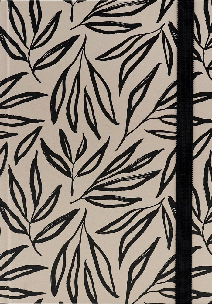 Записная книжка A5 - Чёрные листья на светлом, 72 листа