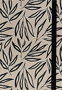 Записная книжка A5 - Чёрные листья на светлом, 72 листа