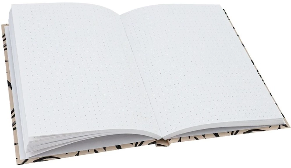 Записная книжка A5 - Чёрные листья на светлом, 72 листа