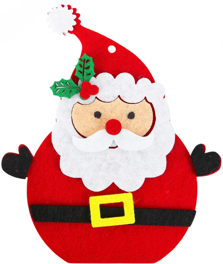 Felt Christmas Ornament - Santa Claus - Red Nose, Handmade