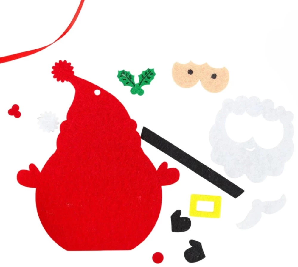 Ёлочное украшение из фетра - Дед мороз - красный нос, своими руками