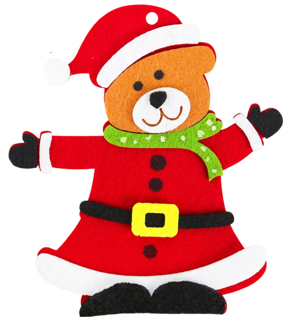 Felt Christmas Decoration - New Year Bear, Handmade