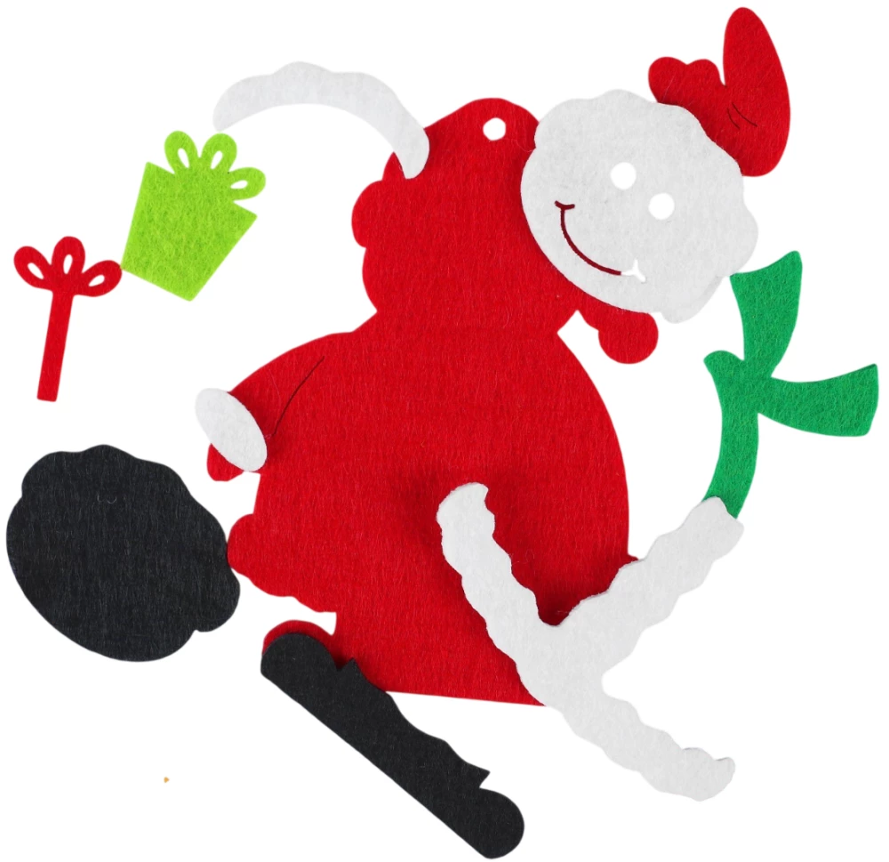 Ёлочное украшение из фетра - Снеговик с подарком, своими руками