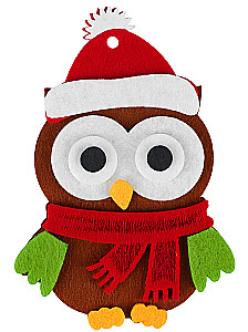 Ёлочное украшение из фетра - Сова в новогодней шапочке, своими руками