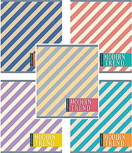 Тетрадь A5 - Цветные косые полосы, 48 листов, клетка, в ассортименте