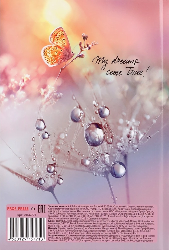 Записная книжка A5 - Капли росы, 80 листов