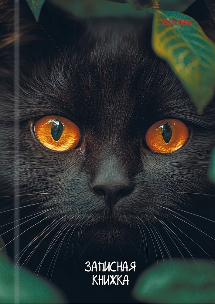 Записная книжка A6 - Взгляд чёрного кота, 96 листов