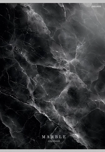 Тетрадь A4 - Чёрный мрамор, 48 листов, клетка