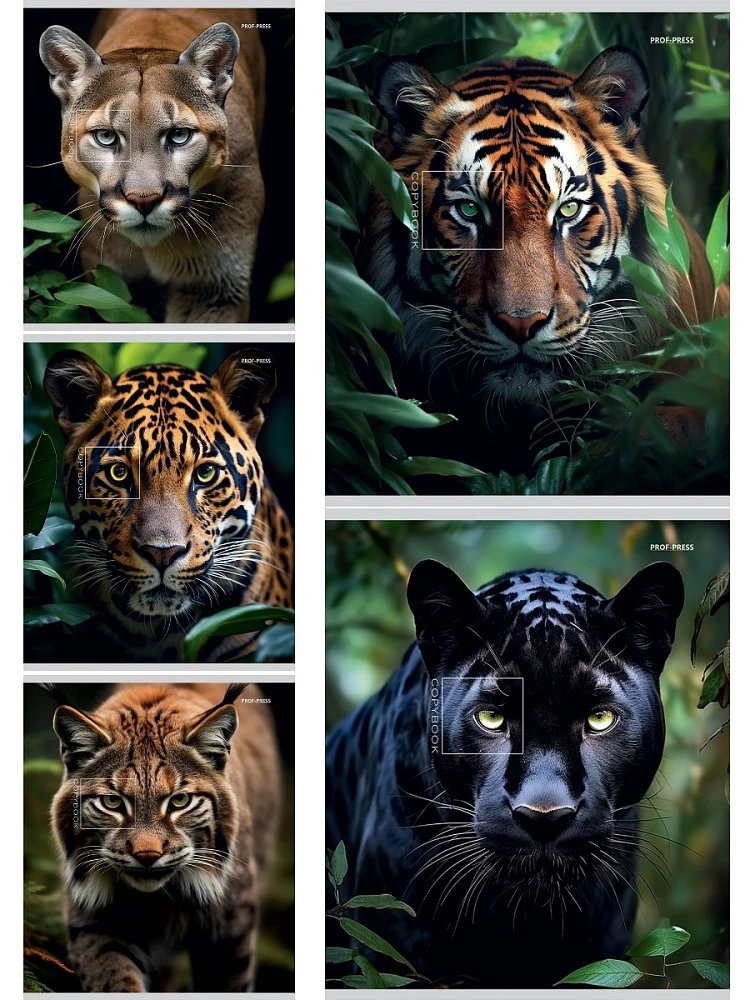 Notatnik A5 - Widok dzikich kotów, 48 kartek, linia, w asortymencie