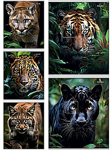 Notatnik A5 - Widok dzikich kotów, 48 kartek, linia, w asortymencie