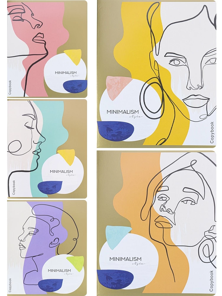 Teczka A5 - Minimalistyczne portrety, 48 stron, kratka, w asortymencie